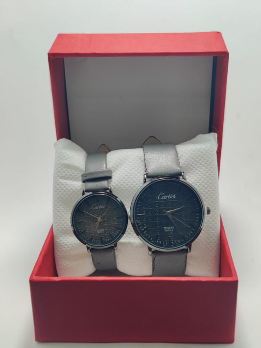 Elegant couple watch set featuring matching designs for him and her, perfect for celebrating love and unity