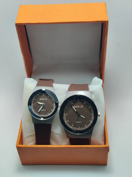 Elegant couple watch set featuring matching designs for him and her, perfect for celebrating love and unity.